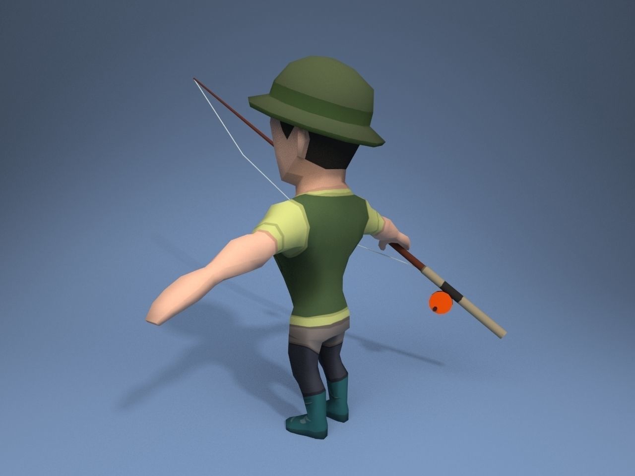 Medieval Fisherman Low-poly 3D model_4