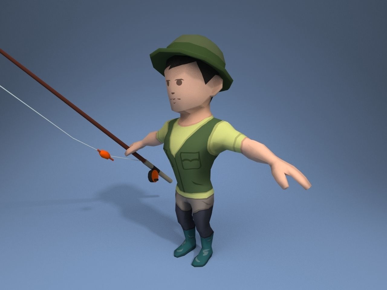 Medieval Fisherman Low-poly 3D model_2
