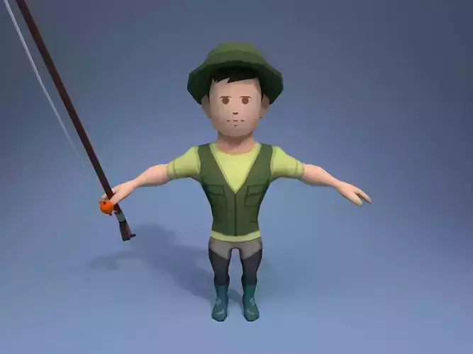 Medieval Fisherman Low-poly 3D model
