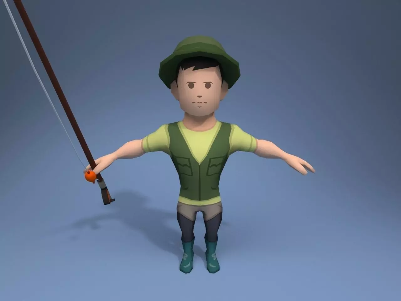 Medieval Fisherman Low-poly 3D model_0