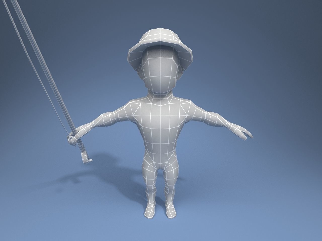 Medieval Fisherman Low-poly 3D model_8