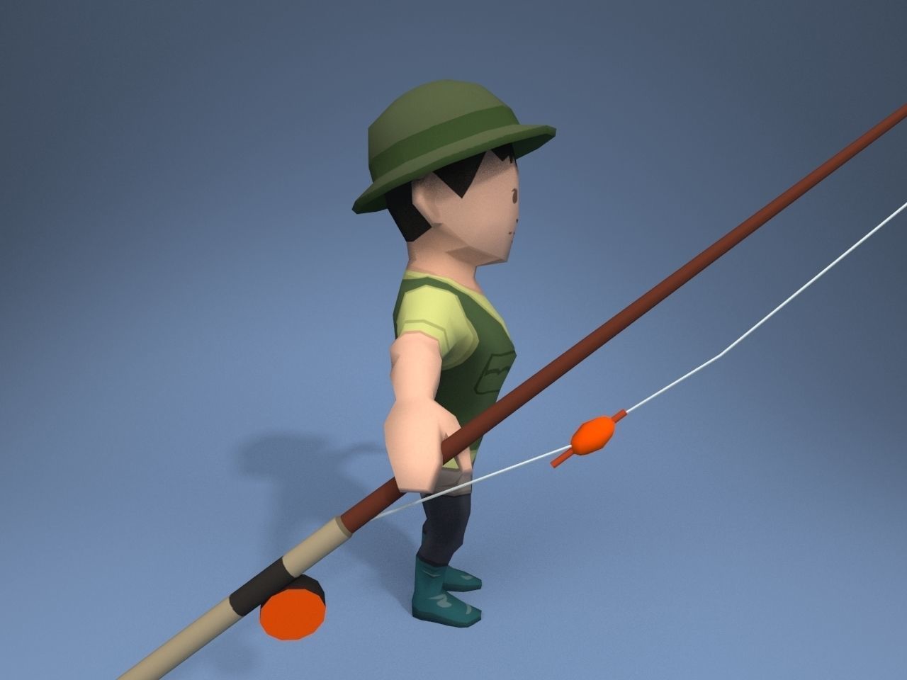 Medieval Fisherman Low-poly 3D model_7
