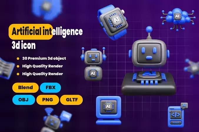 Artificial intelligence 3d Icon Pack