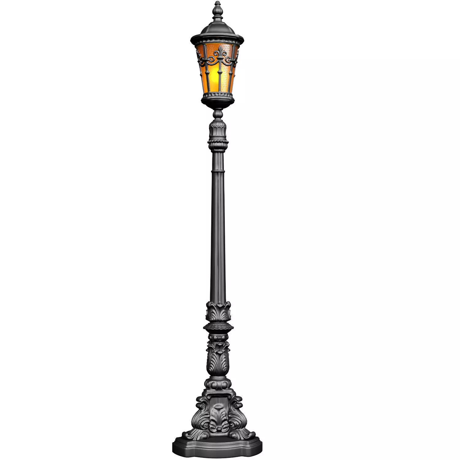 Outdoor classic street lamp light Lantern Lamppost streetlight 3D model_1