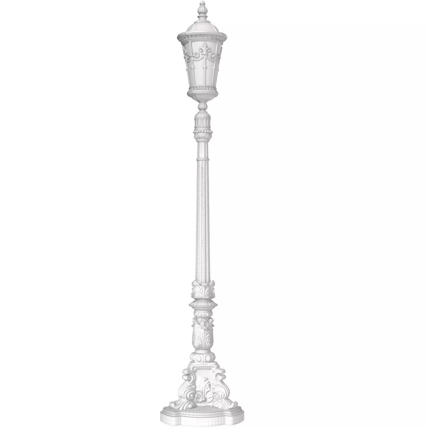 Outdoor classic street lamp light Lantern Lamppost streetlight 3D model_4