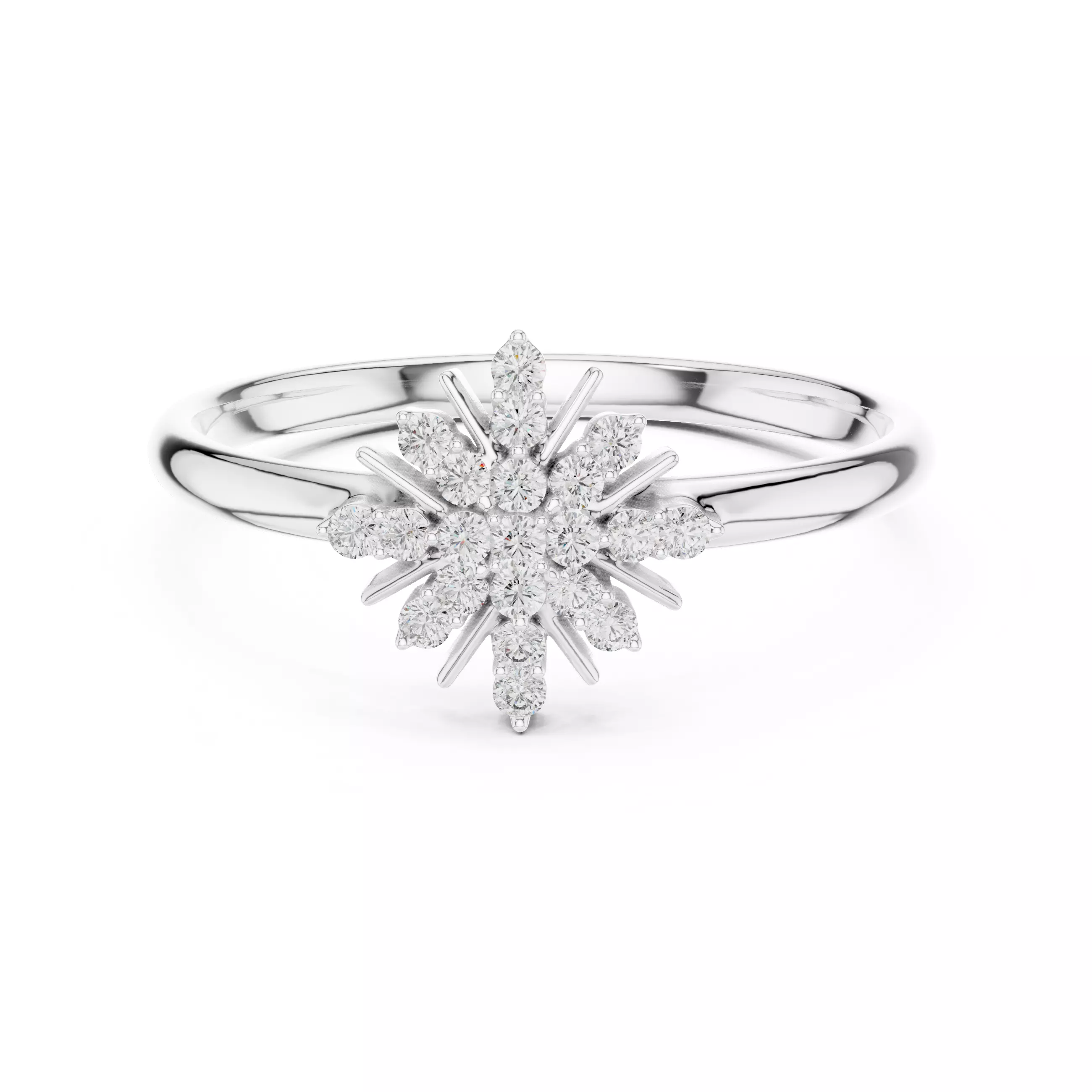 Asterisk Shape Round Cut Diamond Engagement Ring 3DM STL Video 3D print model_2