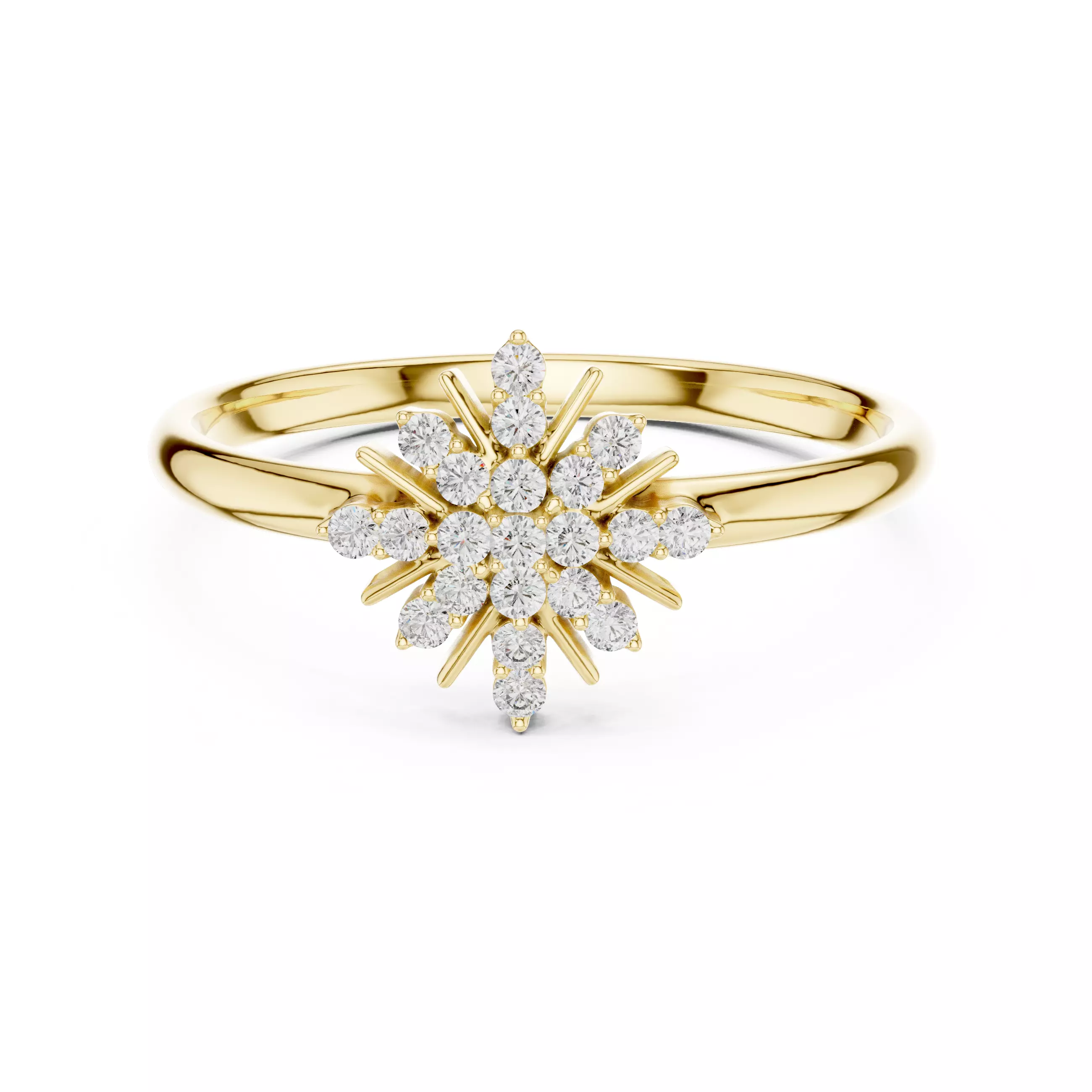 Asterisk Shape Round Cut Diamond Engagement Ring 3DM STL Video 3D print model_1