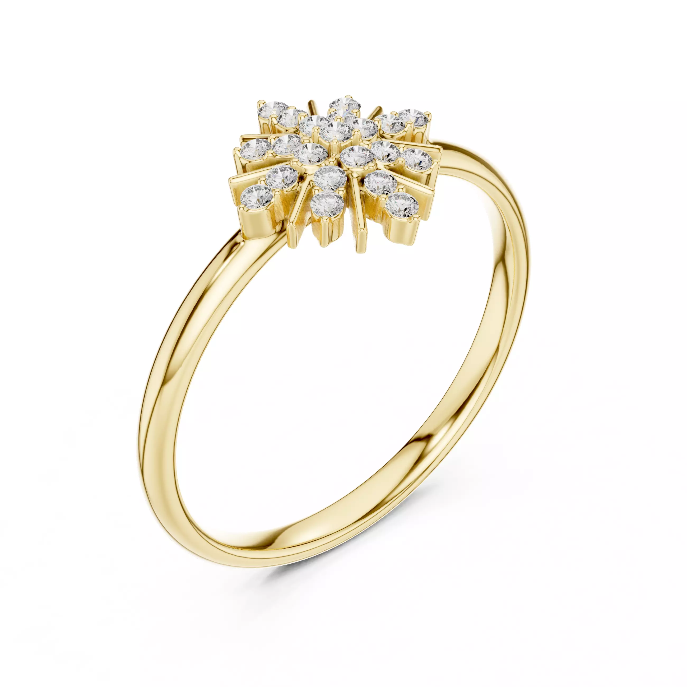 Asterisk Shape Round Cut Diamond Engagement Ring 3DM STL Video 3D print model_7