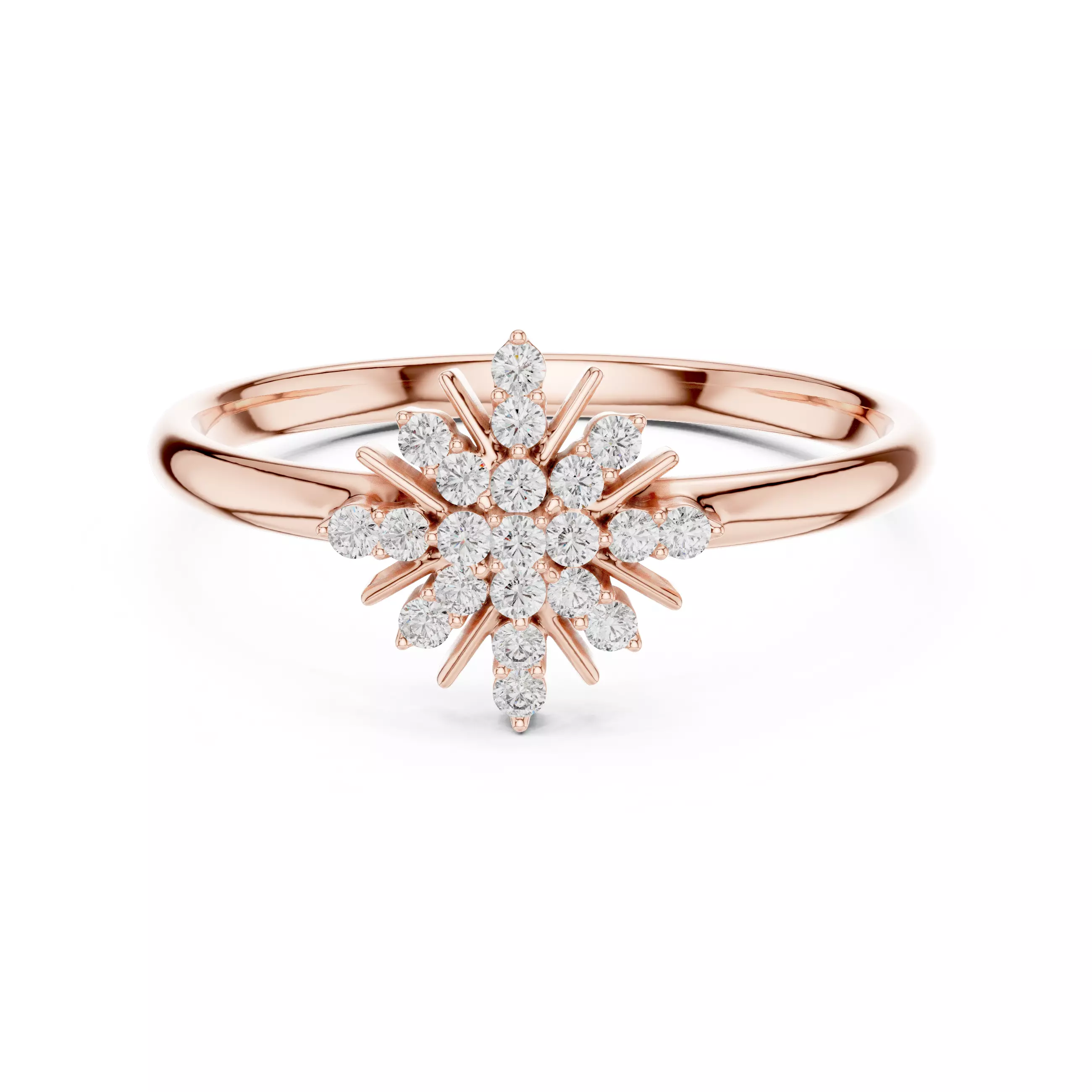 Asterisk Shape Round Cut Diamond Engagement Ring 3DM STL Video 3D print model_0