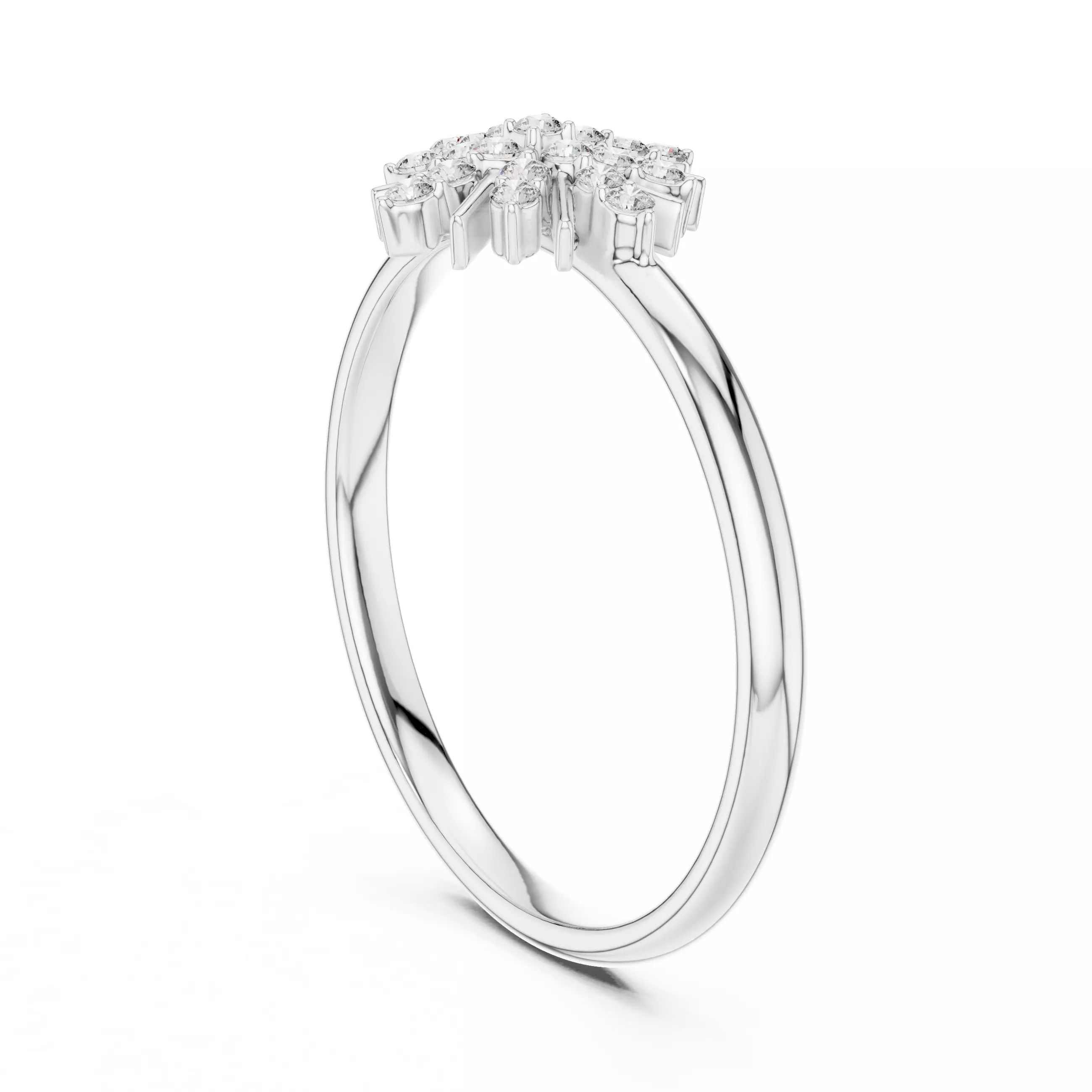 Asterisk Shape Round Cut Diamond Engagement Ring 3DM STL Video 3D print model_9