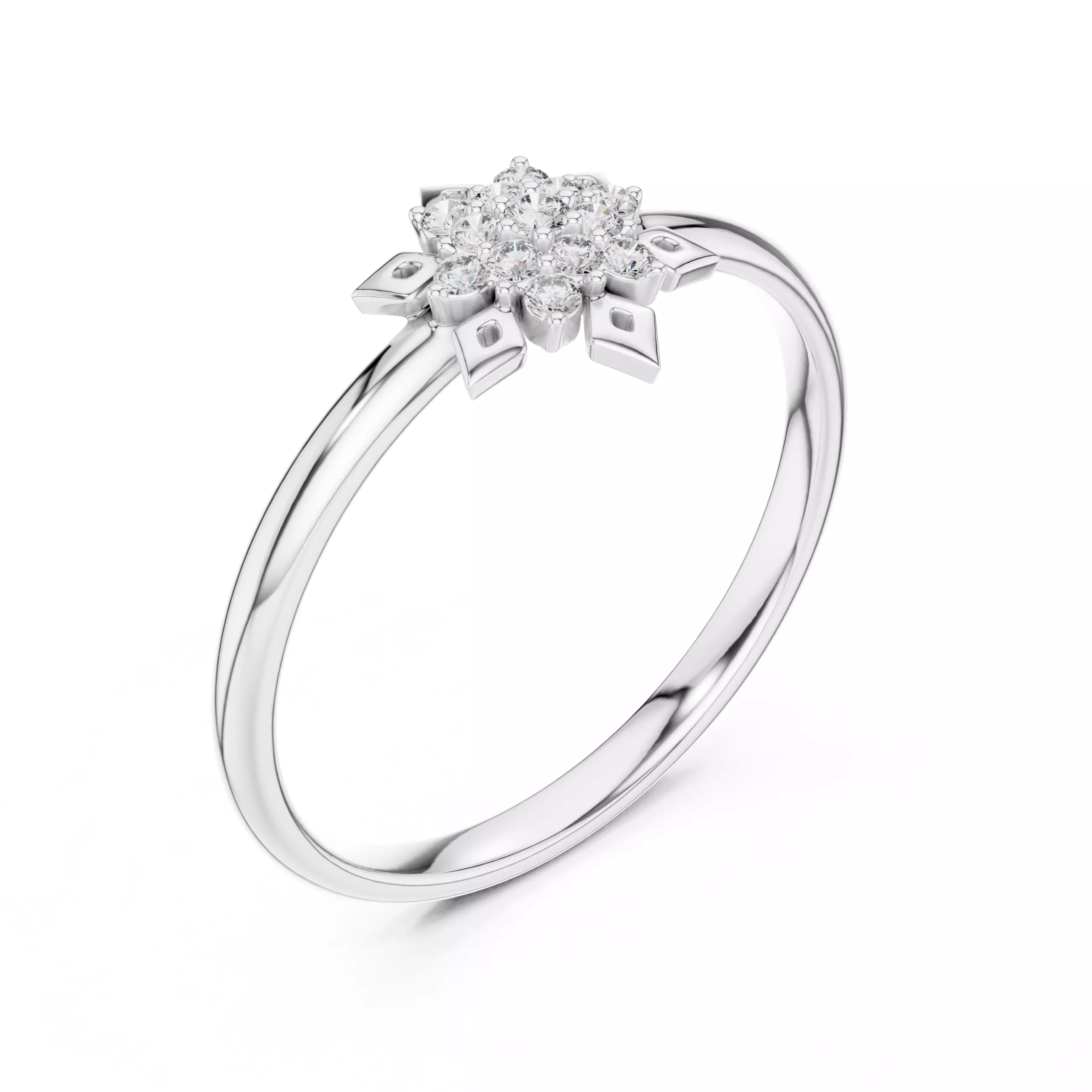 Round Cluster Diamond Star Shape Wedding Ring 3DM STL Video 3D print model_10