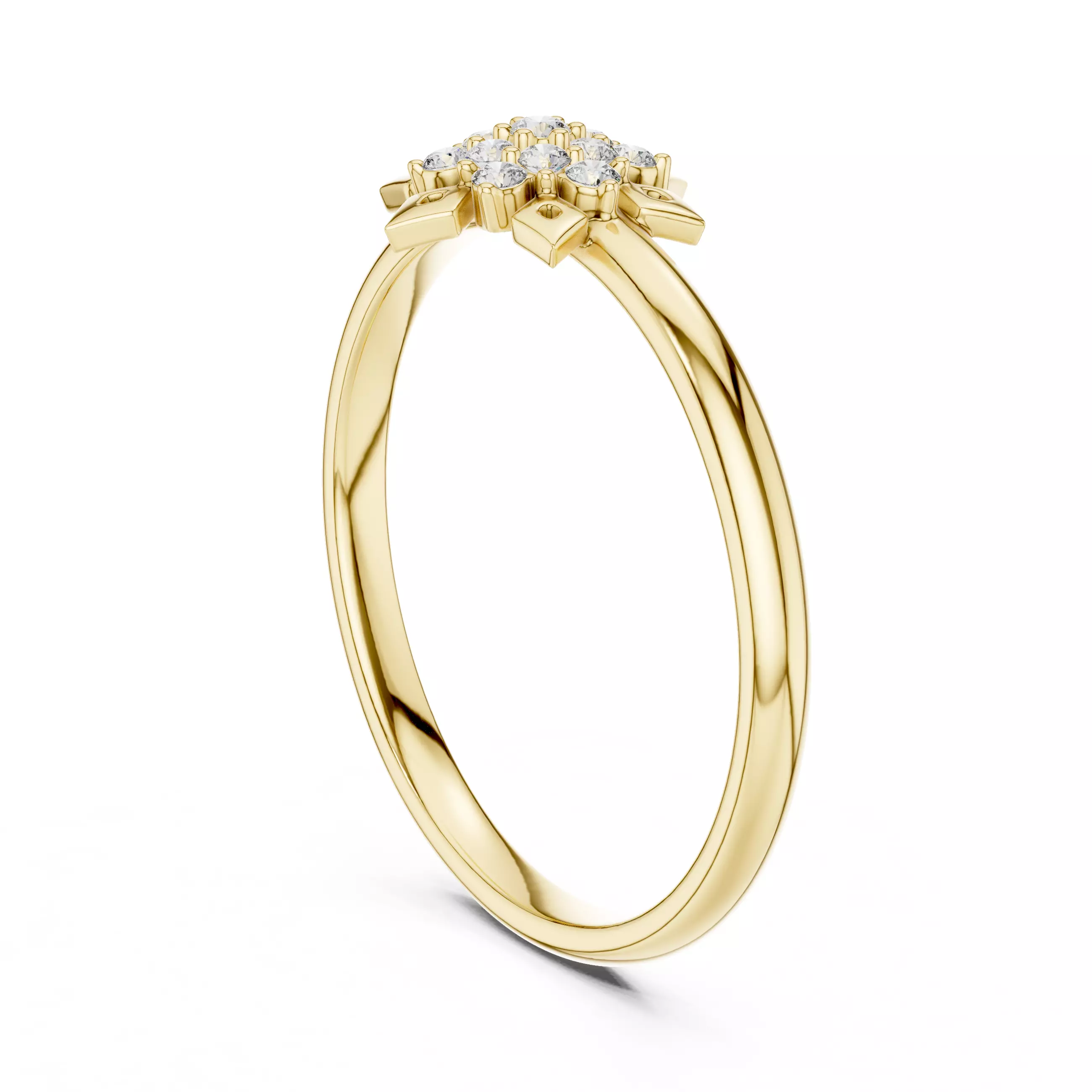 Round Cluster Diamond Star Shape Wedding Ring 3DM STL Video 3D print model_6