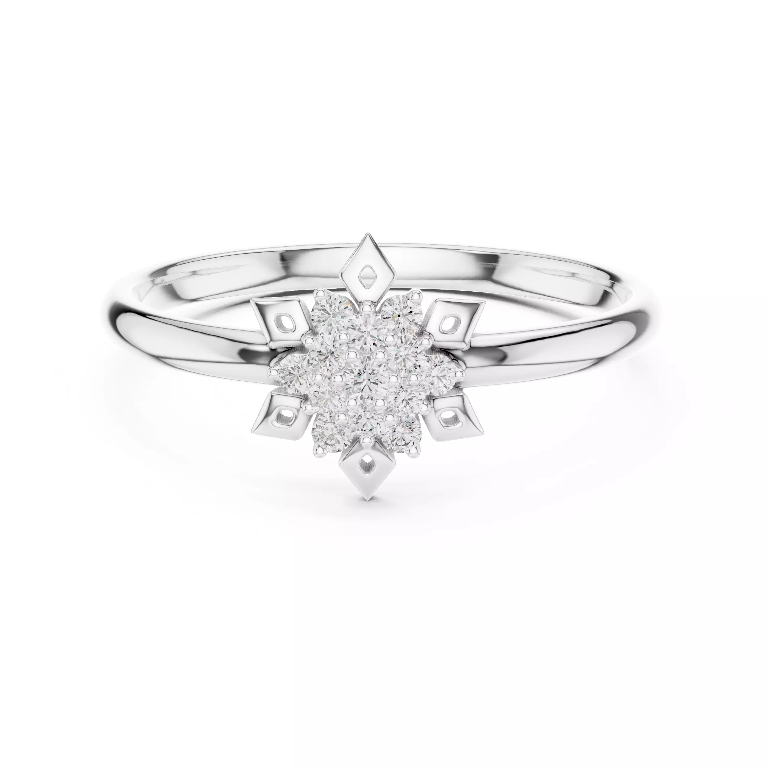 Round Cluster Diamond Star Shape Wedding Ring 3DM STL Video 3D print model_2