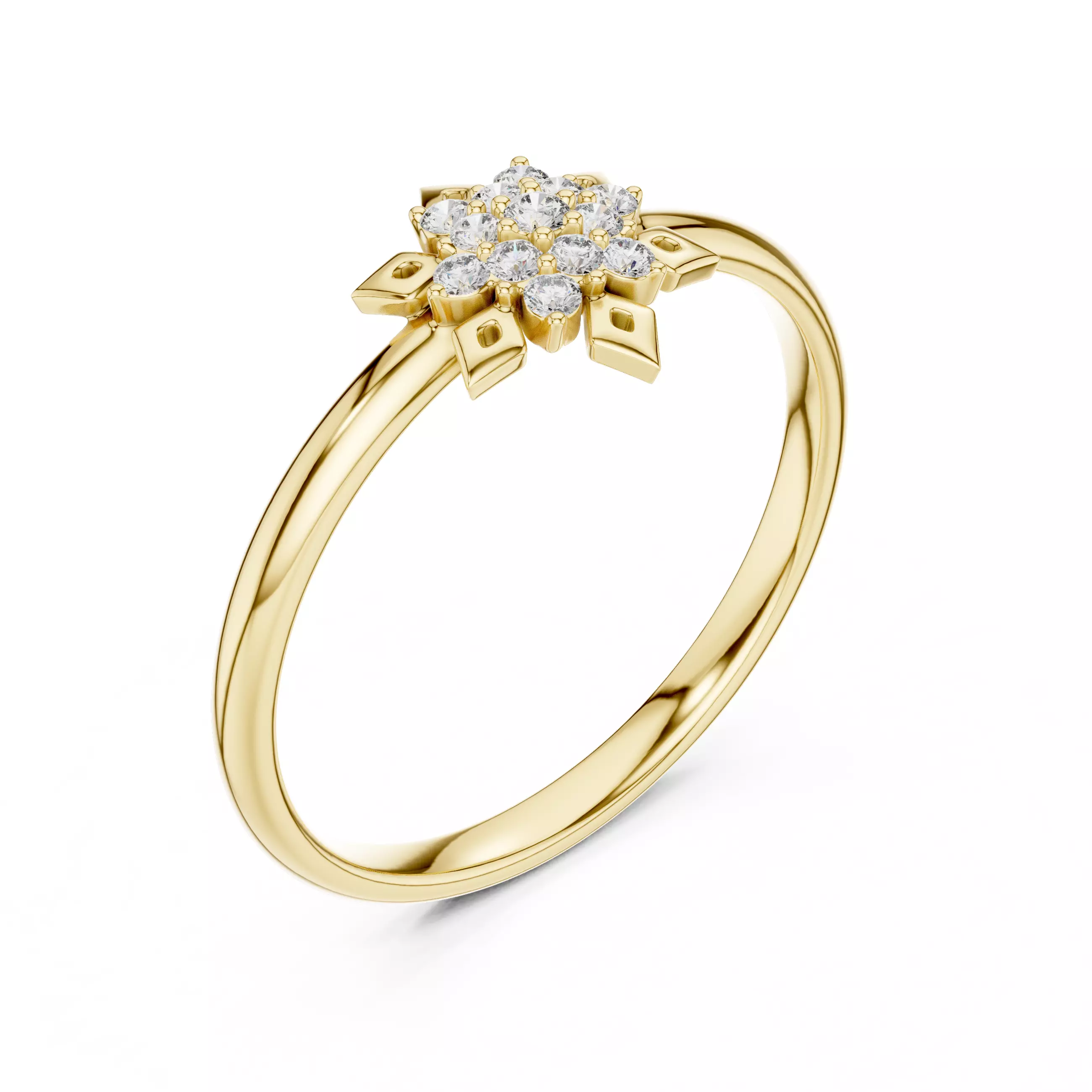 Round Cluster Diamond Star Shape Wedding Ring 3DM STL Video 3D print model_7