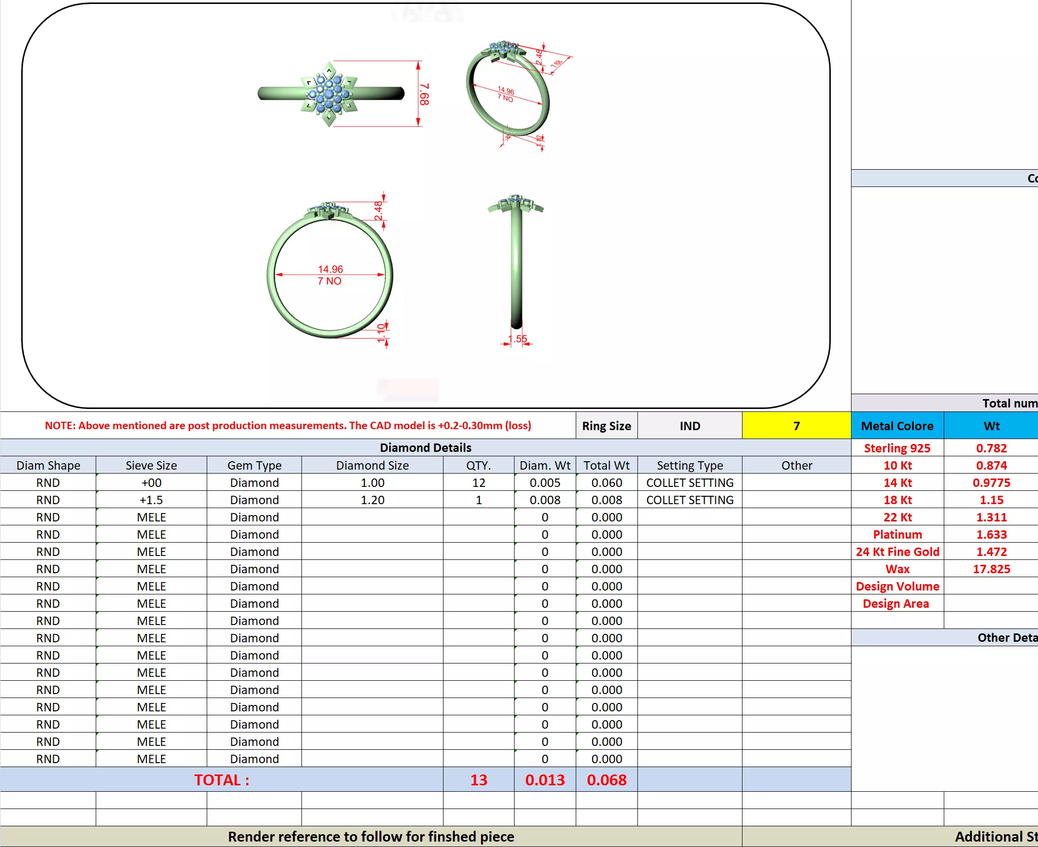Round Cluster Diamond Star Shape Wedding Ring 3DM STL Video 3D print model_13