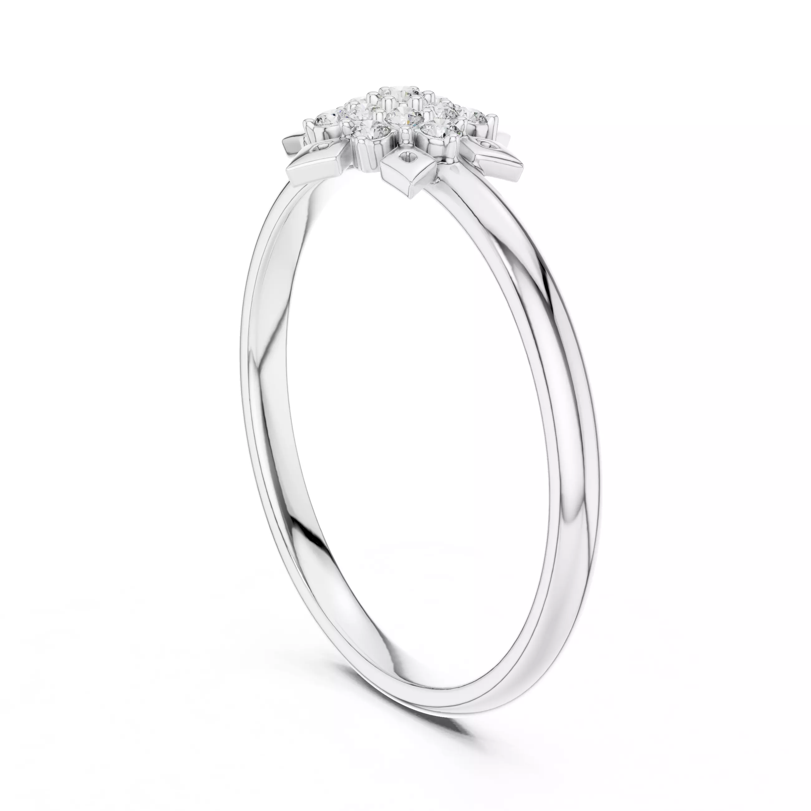 Round Cluster Diamond Star Shape Wedding Ring 3DM STL Video 3D print model_9