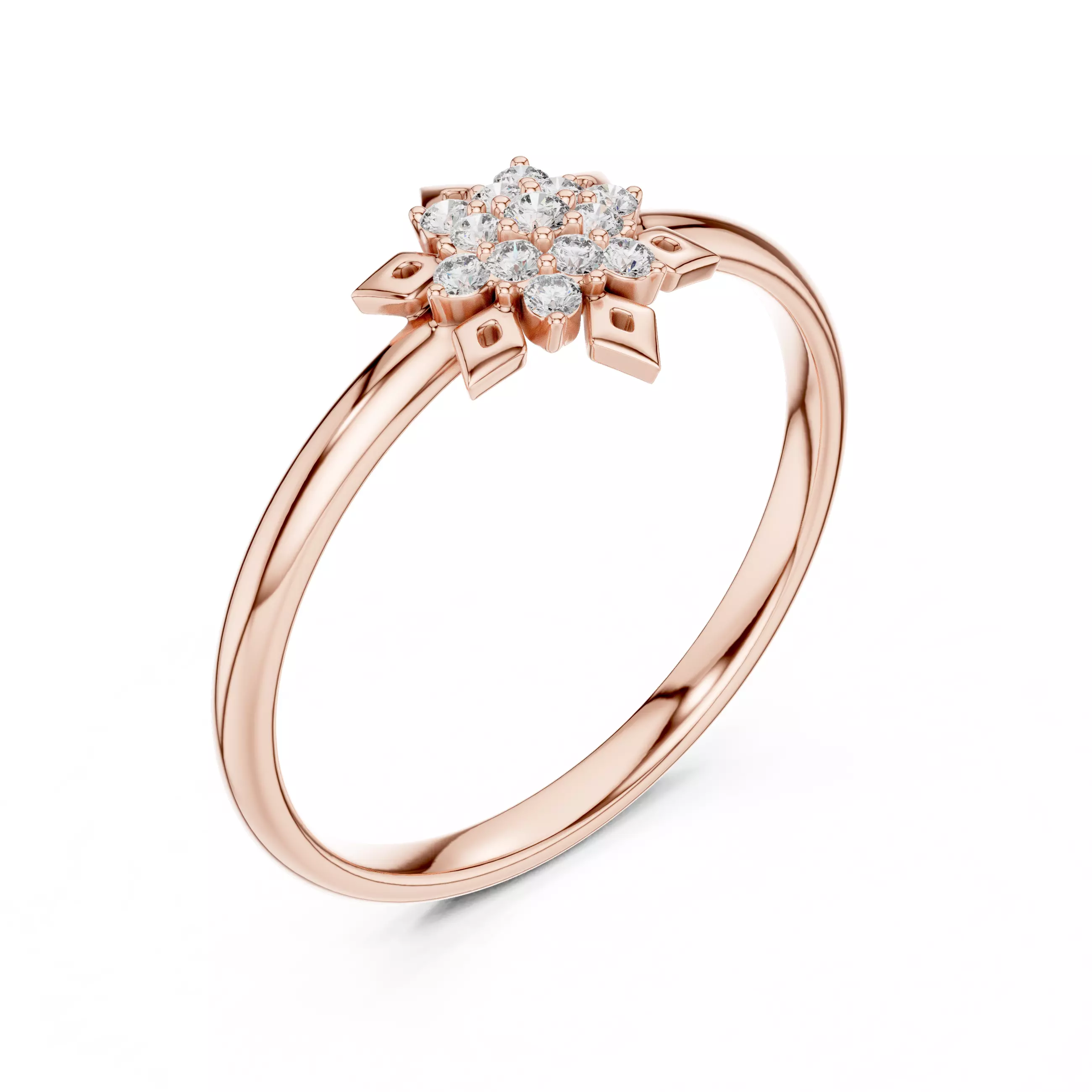 Round Cluster Diamond Star Shape Wedding Ring 3DM STL Video 3D print model_4