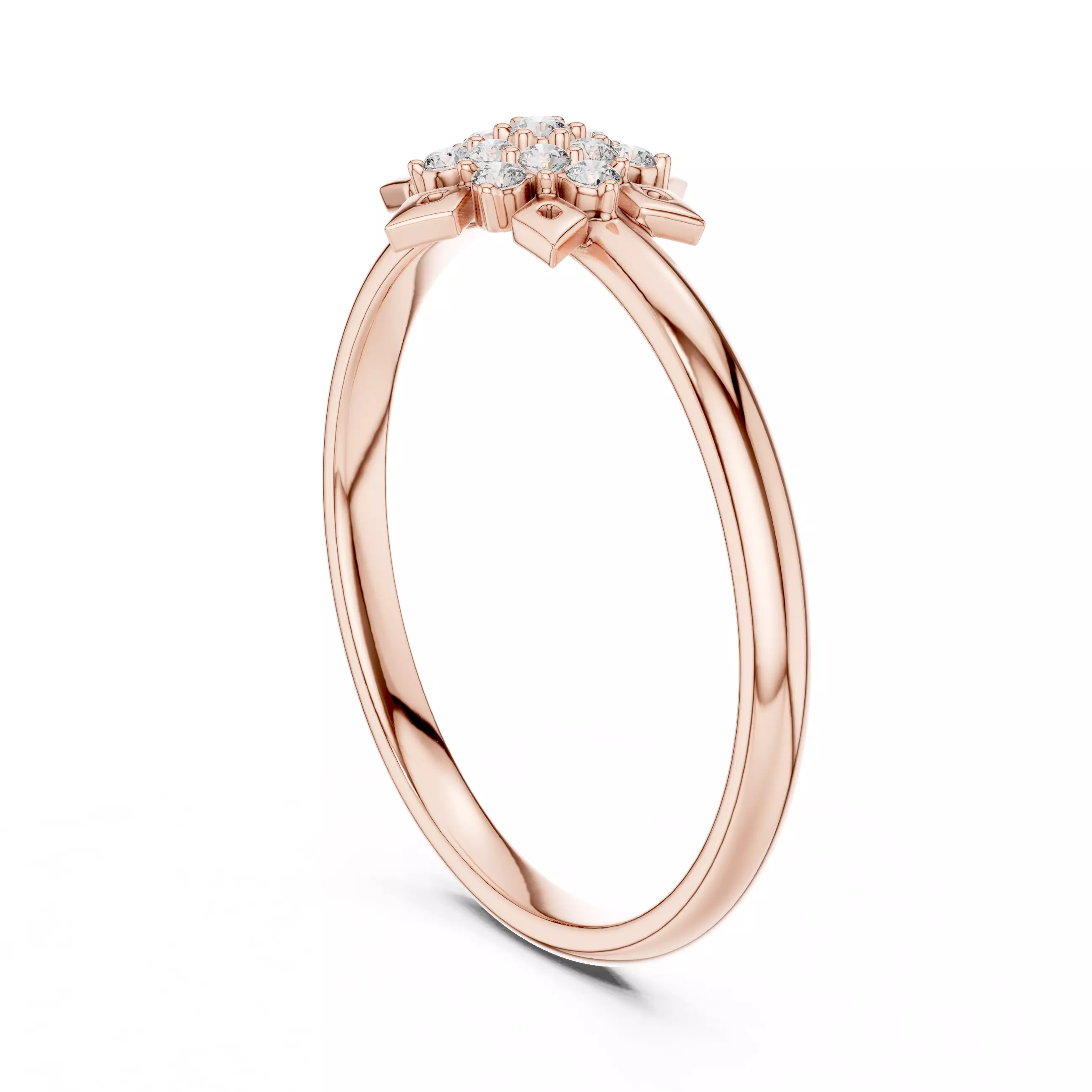 Round Cluster Diamond Star Shape Wedding Ring 3DM STL Video 3D print model_3