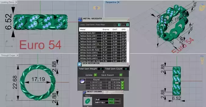 Cartier Chain Yellow Gold STL 3D Ring Diamonds Model ror0006