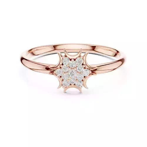 Round Cluster Diamond Half Moon Engagement Ring 3DM STL Video