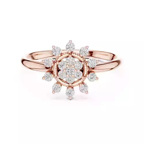 Round Cut Cluster Halo Diamond Engagement Ring 3DM STL Video