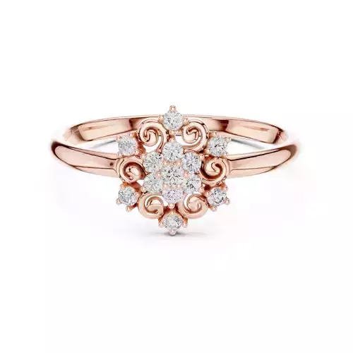 Round Cut Cluster Diamond Engagement Wedding Ring 3DM STL Video