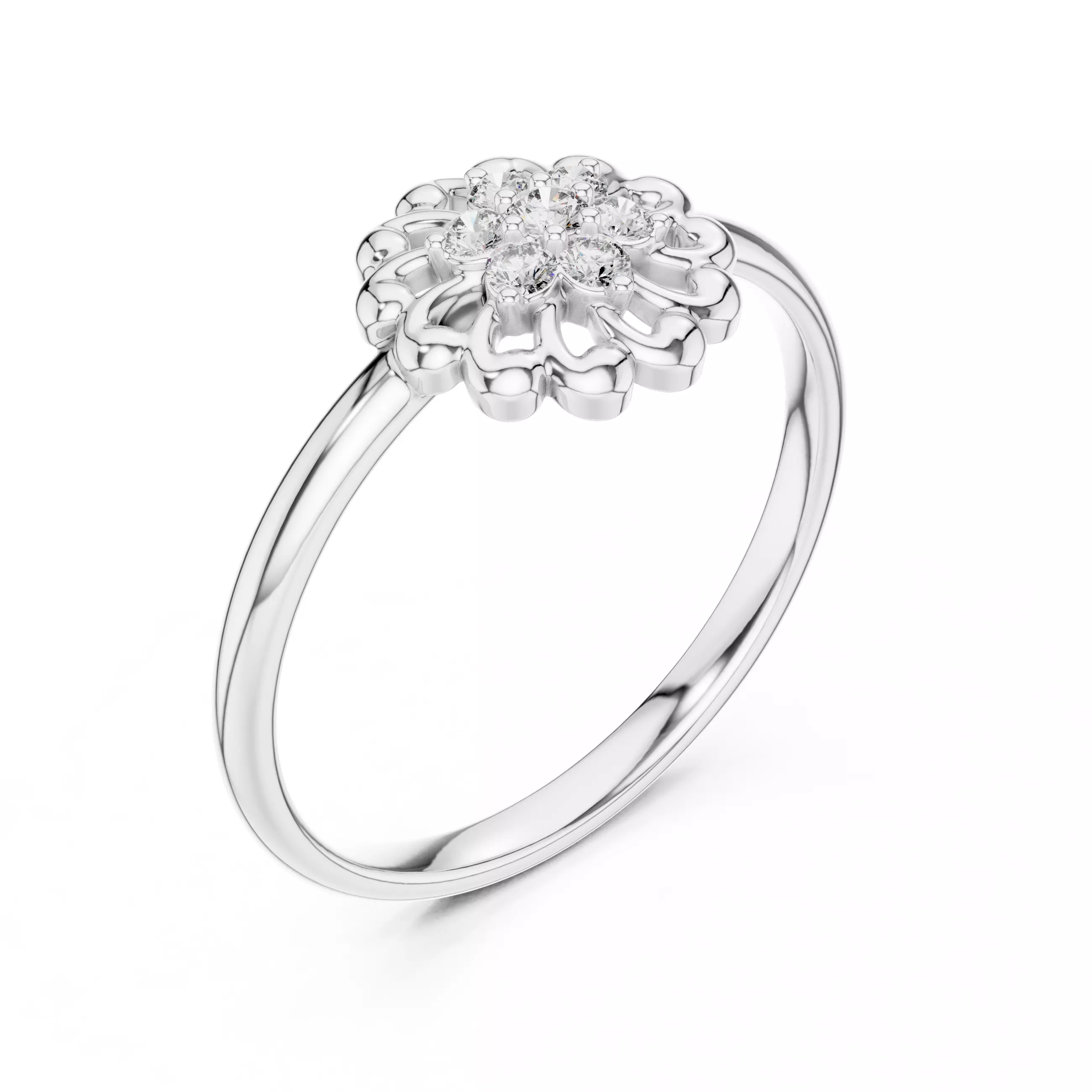 Floral Design Round Cut Diamond Engagement  Ring 3DM STL Video 3D print model_10