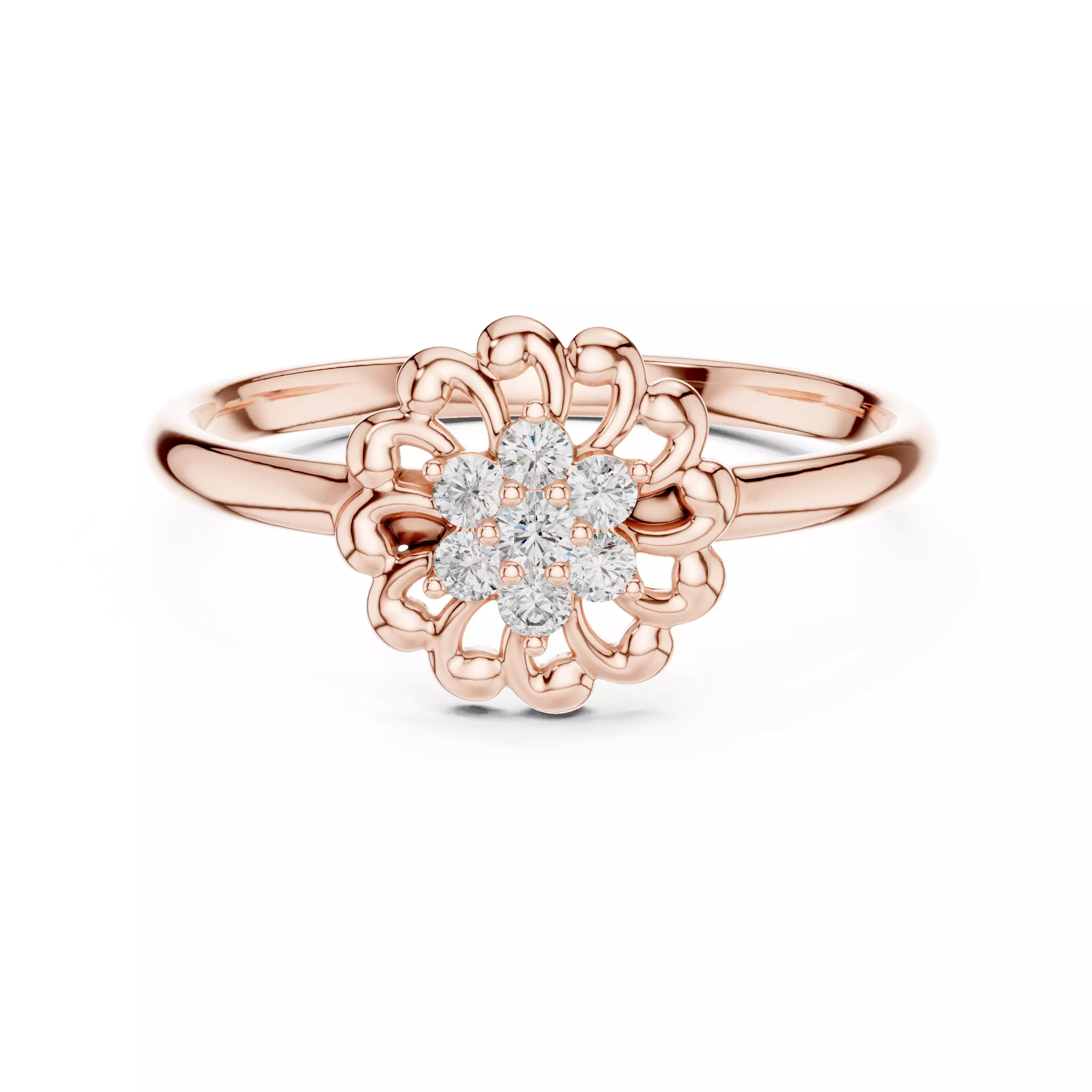 Floral Design Round Cut Diamond Engagement  Ring 3DM STL Video 3D print model_0