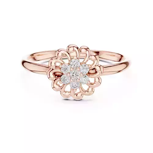 Floral Design Round Cut Diamond Engagement  Ring 3DM STL Video 3D print model