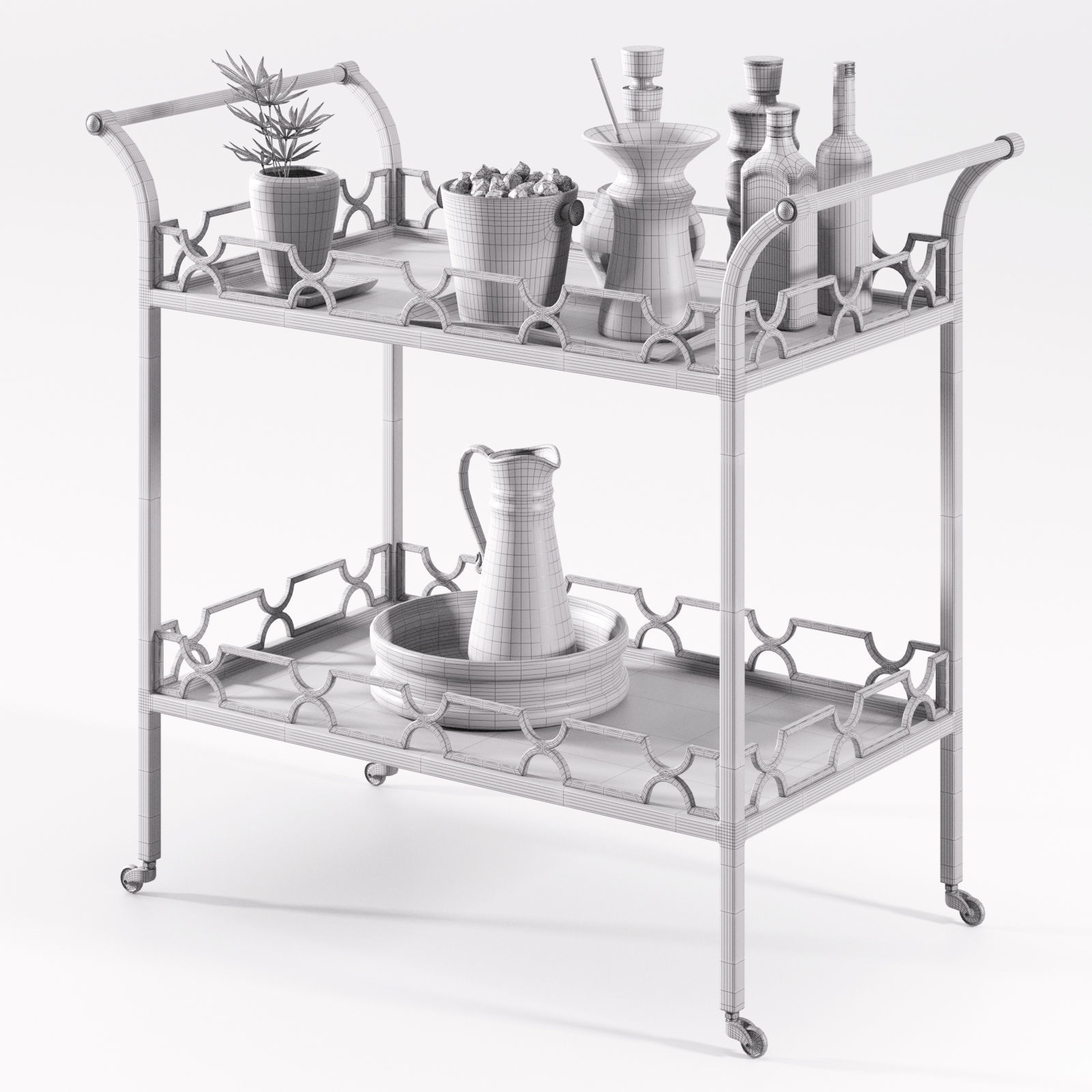 Bernhardt - Criteria Metal Bar Cart 3D model_4