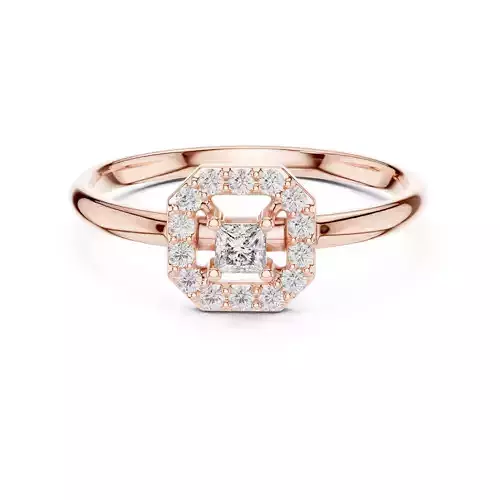 Princess Cut Halo Diamond Engagement Ring 3DM STL Video