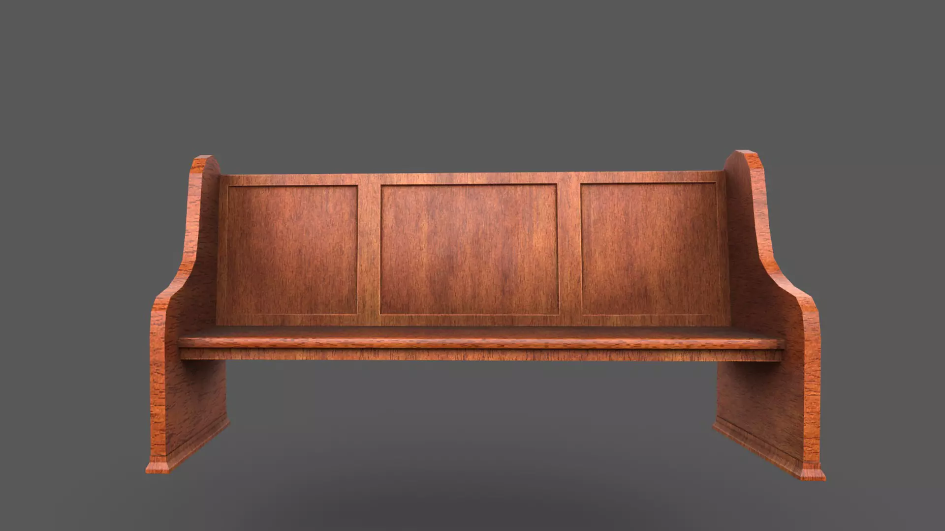 Wooden Church Pew Bench Low-poly 3D model