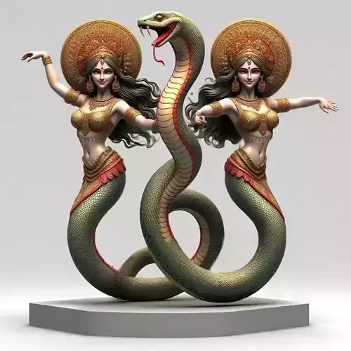 1963  Indian Serpent Woman Dancer on Pedestal