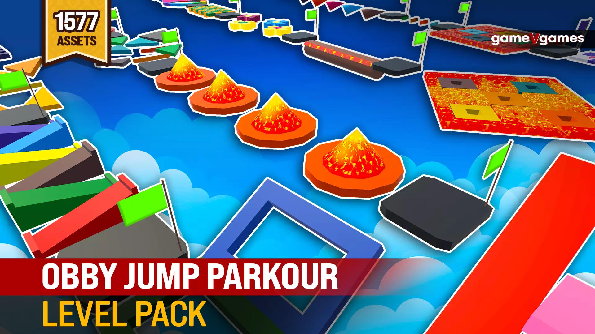 Obby Jump Parkour Level Pack Low-poly 3D model_0