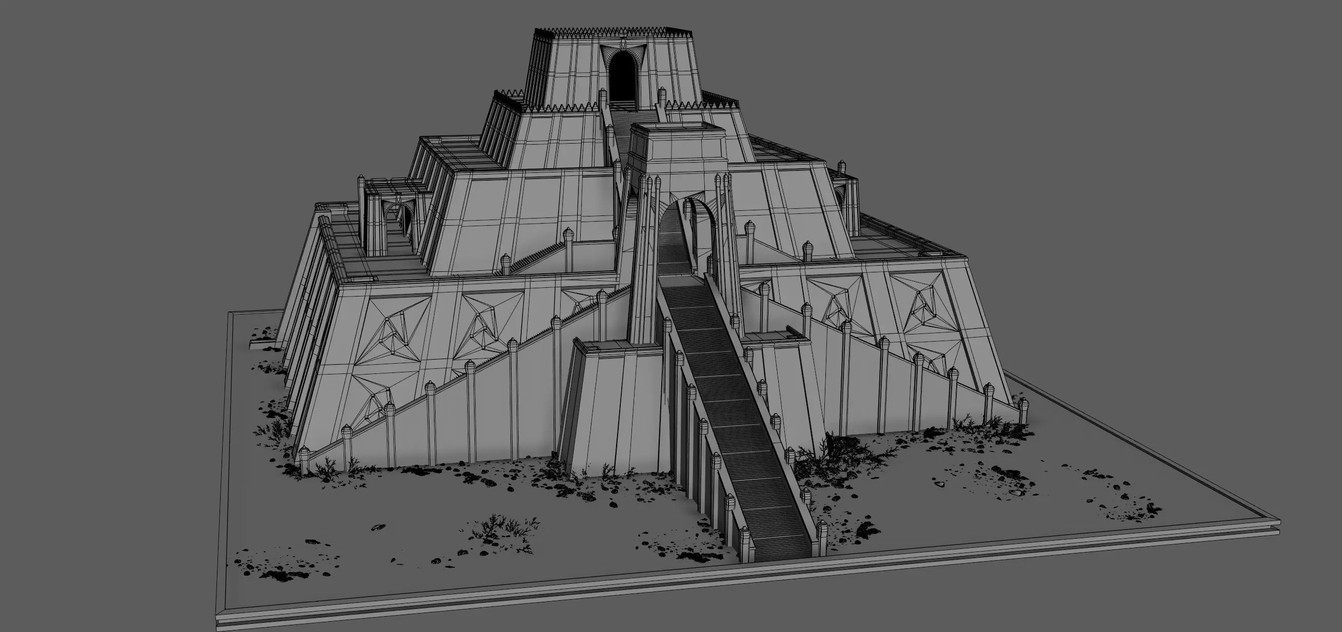 Ziggurat temple 3D model_16