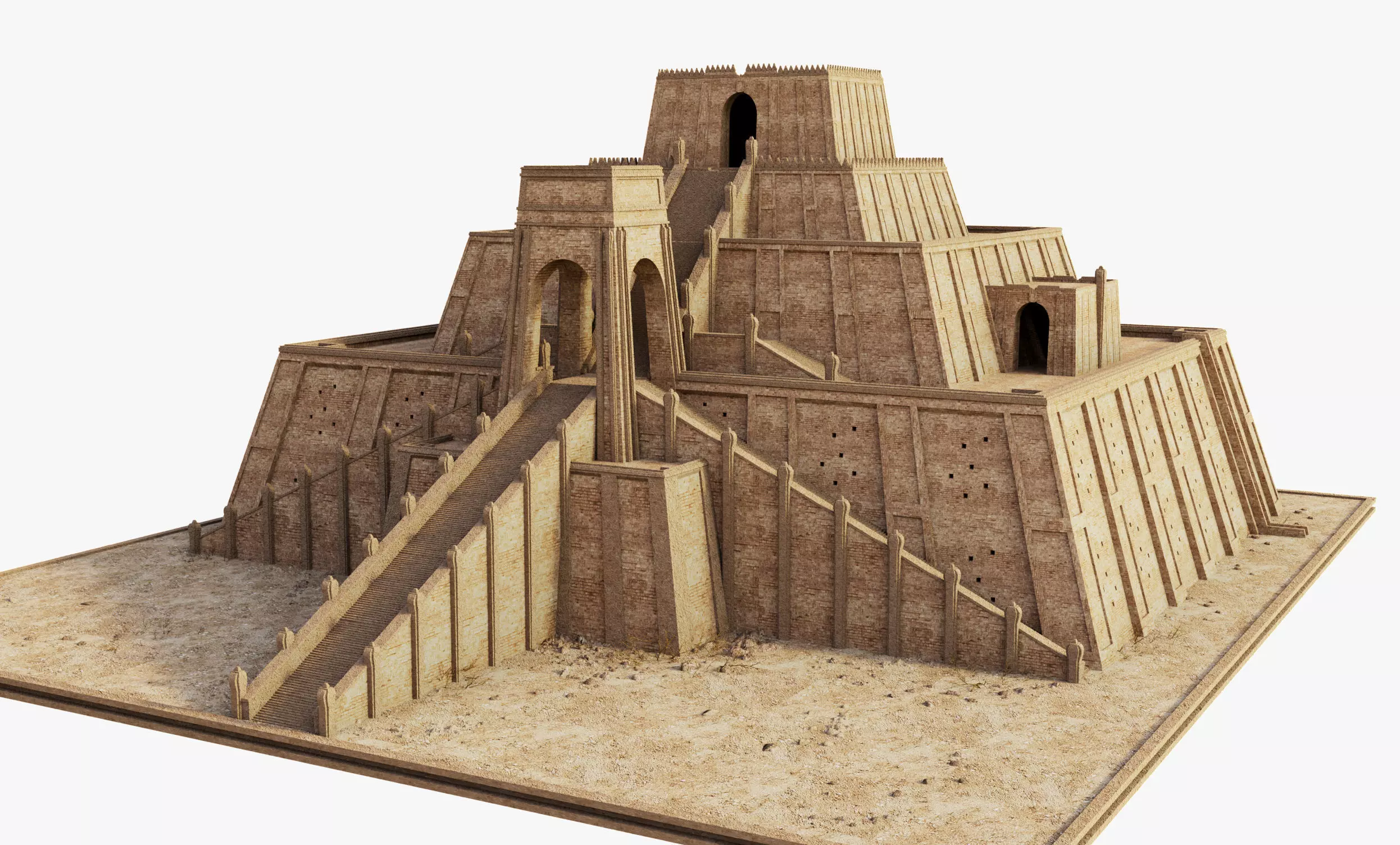 Ziggurat temple 3D model_2