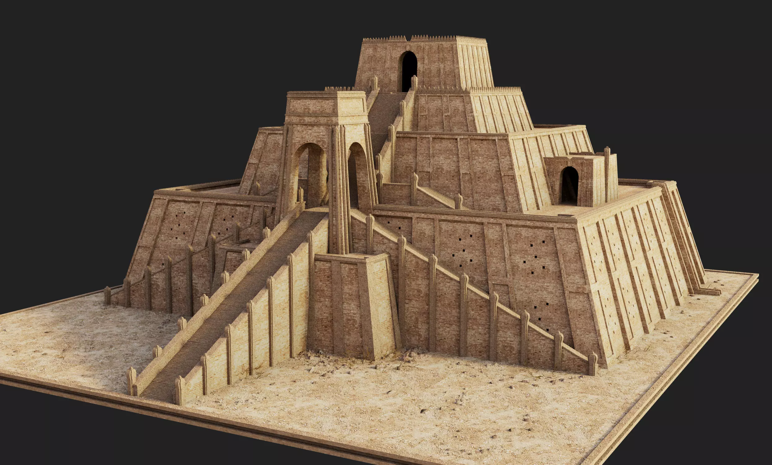 Ziggurat temple 3D model_3