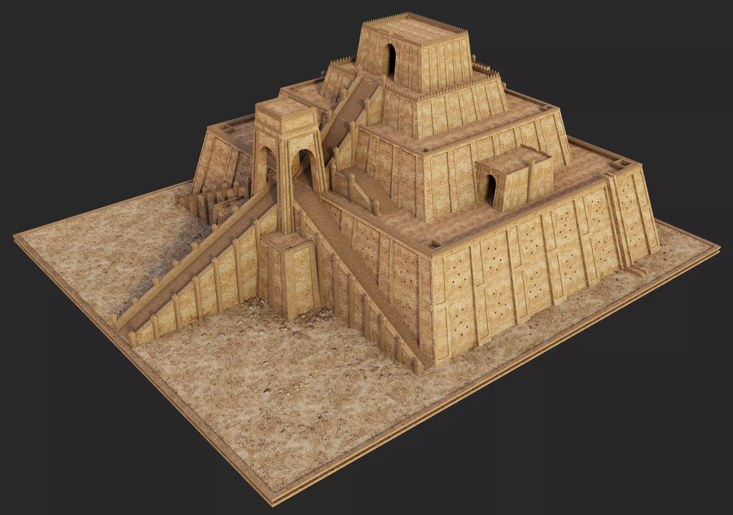 Ziggurat temple 3D model_1