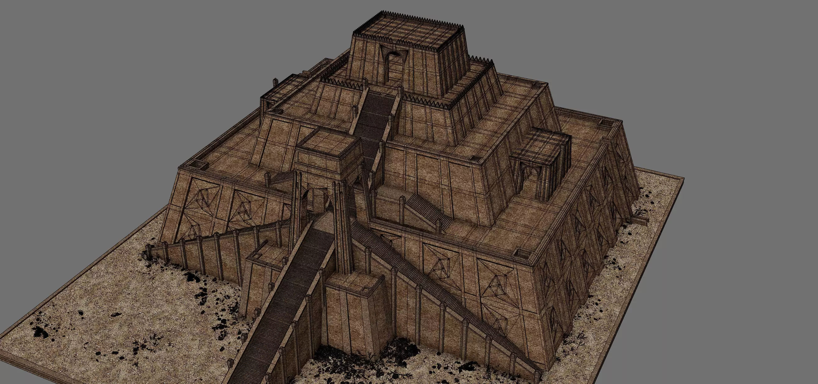 Ziggurat temple 3D model_8