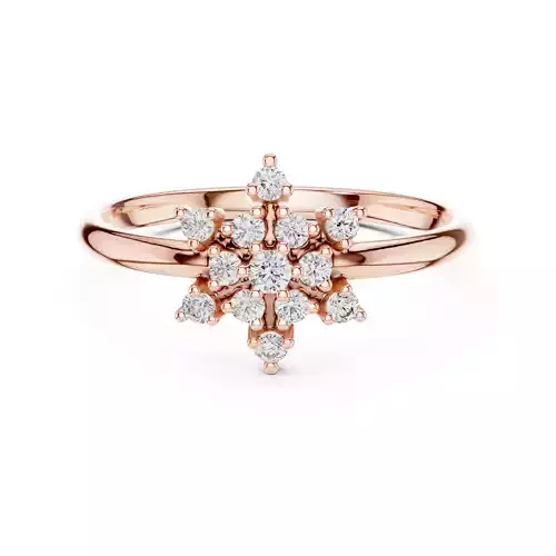 Round-cut Cluster Diamond Engagement Wedding Ring 3DM STL Video