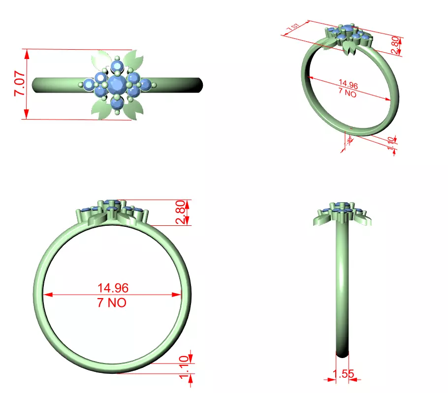 Round Cut Diamond Engagement Wedding Ring 3DM STL Video 3D print model_12