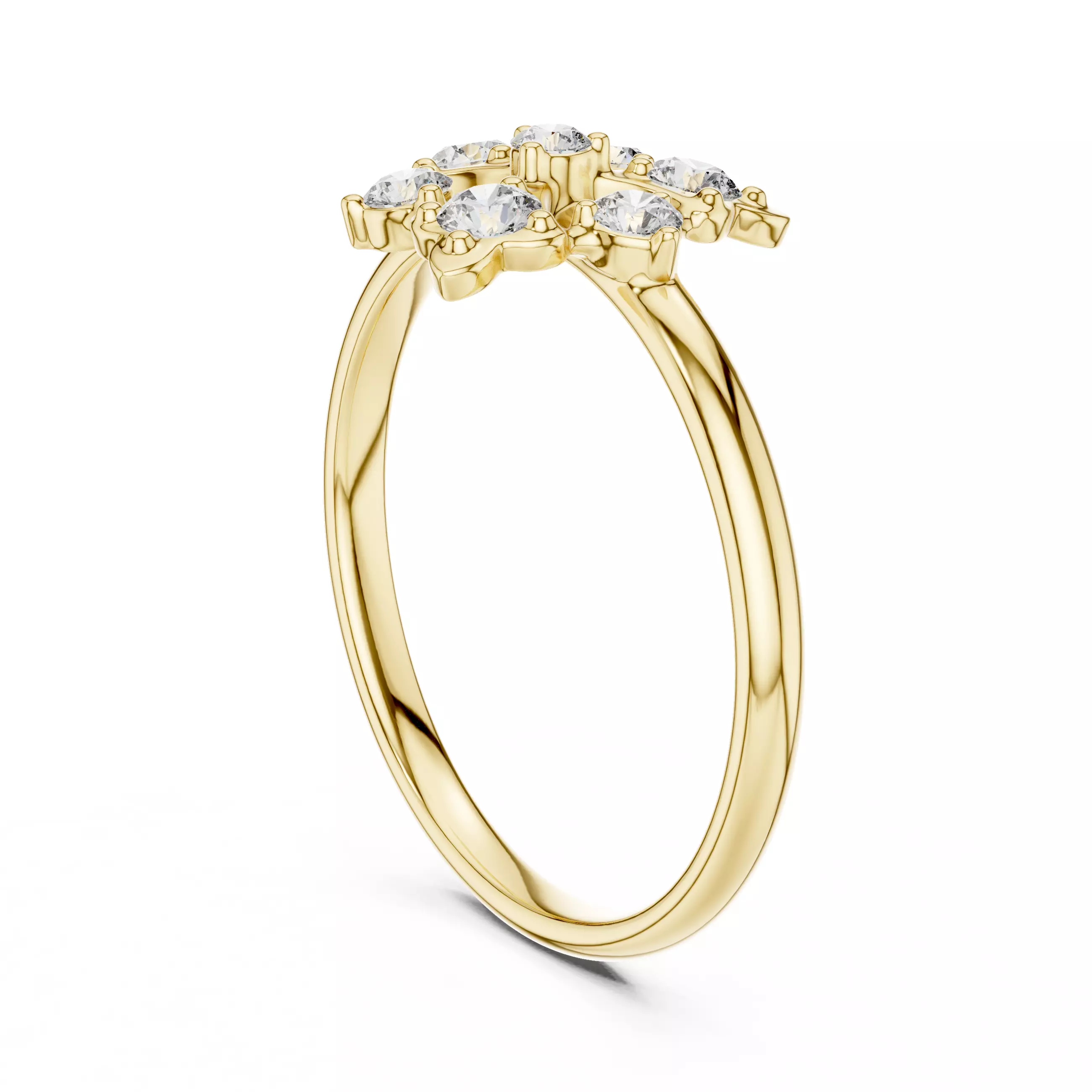 Seven Round Diamond Engagement Wedding Ring 3DM STL Video 3D print model_6