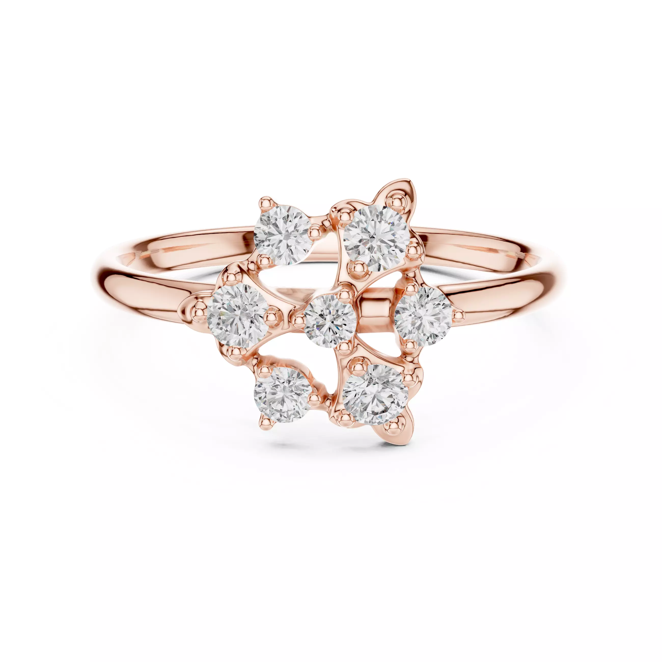 Seven Round Diamond Engagement Wedding Ring 3DM STL Video 3D print model_0