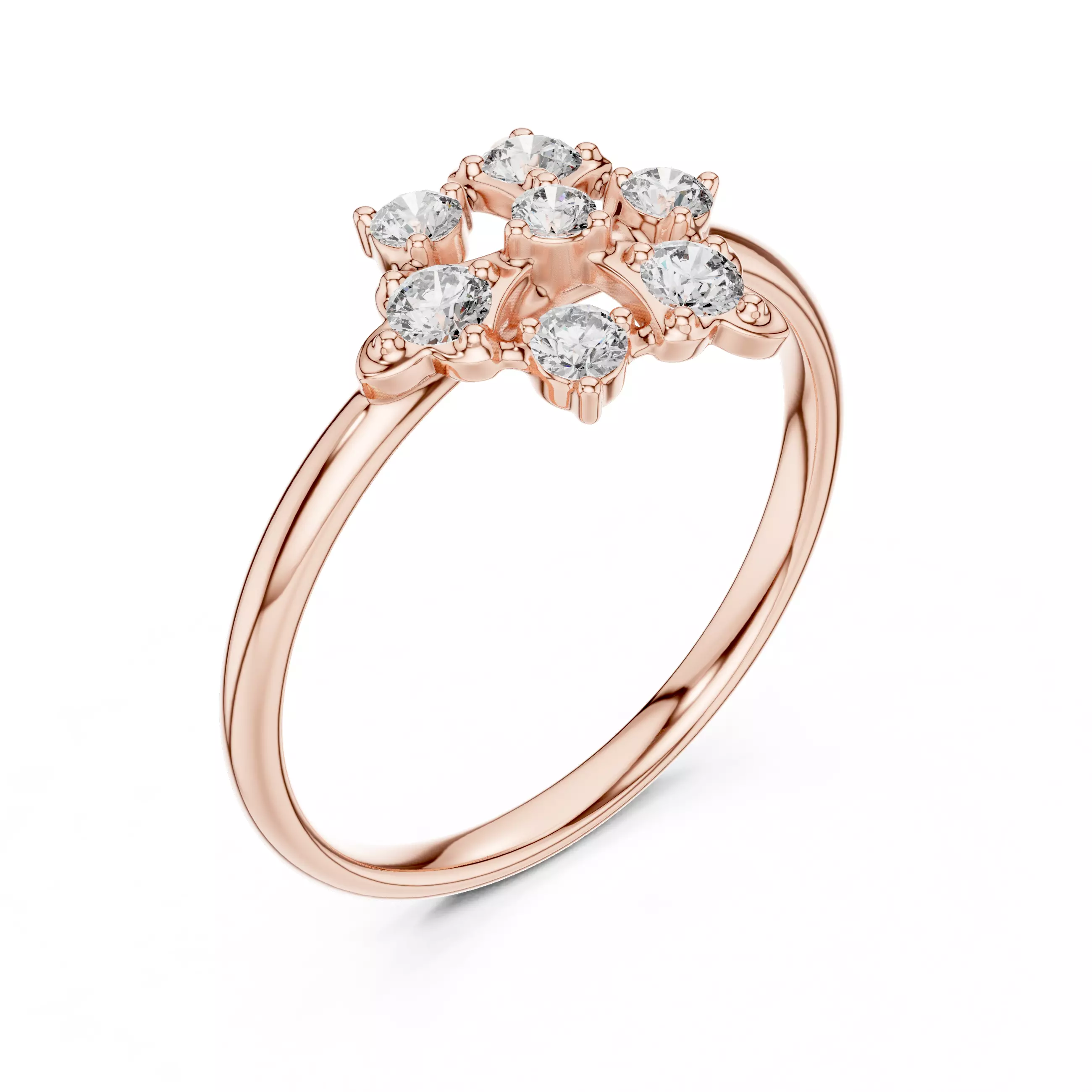 Seven Round Diamond Engagement Wedding Ring 3DM STL Video 3D print model_4