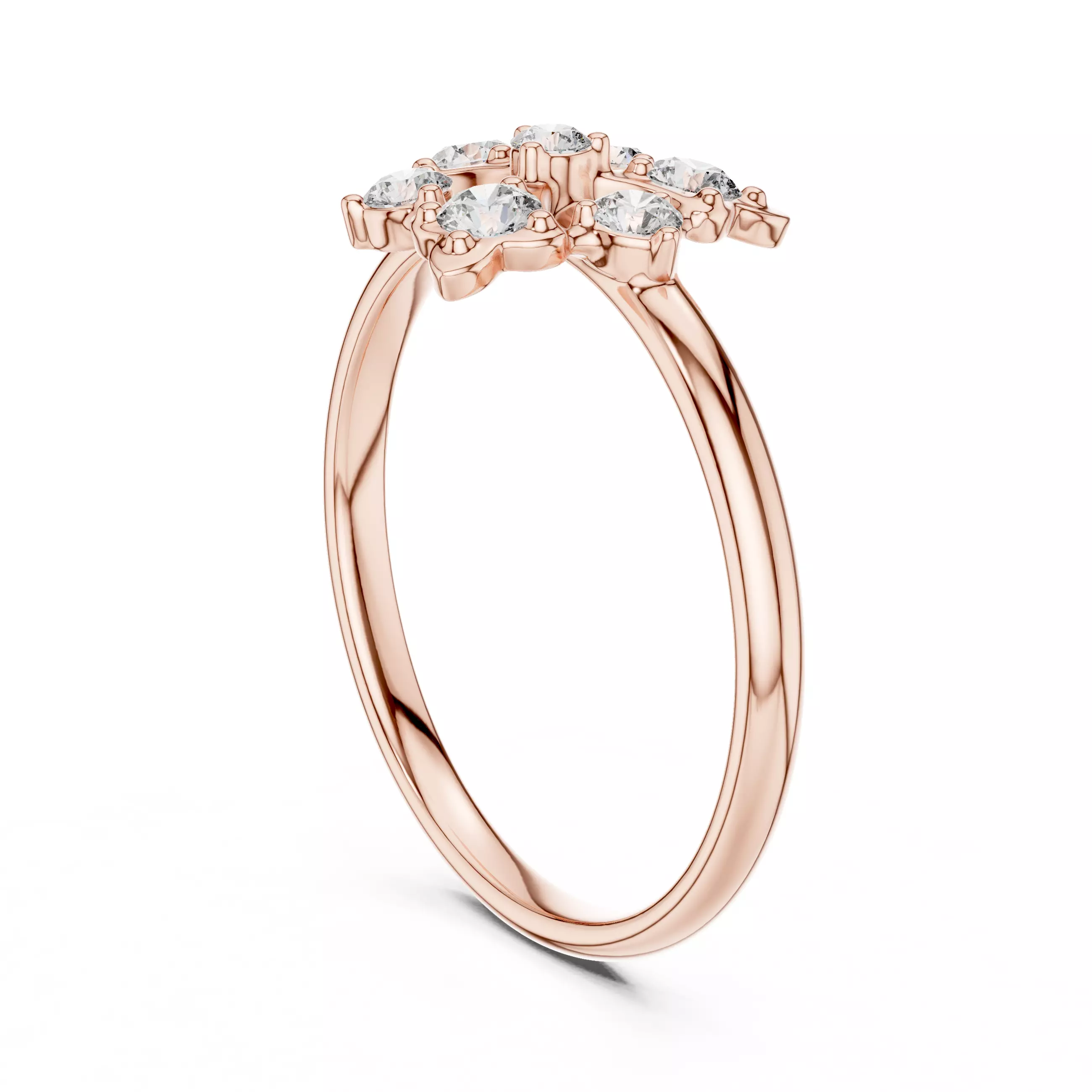 Seven Round Diamond Engagement Wedding Ring 3DM STL Video 3D print model_3