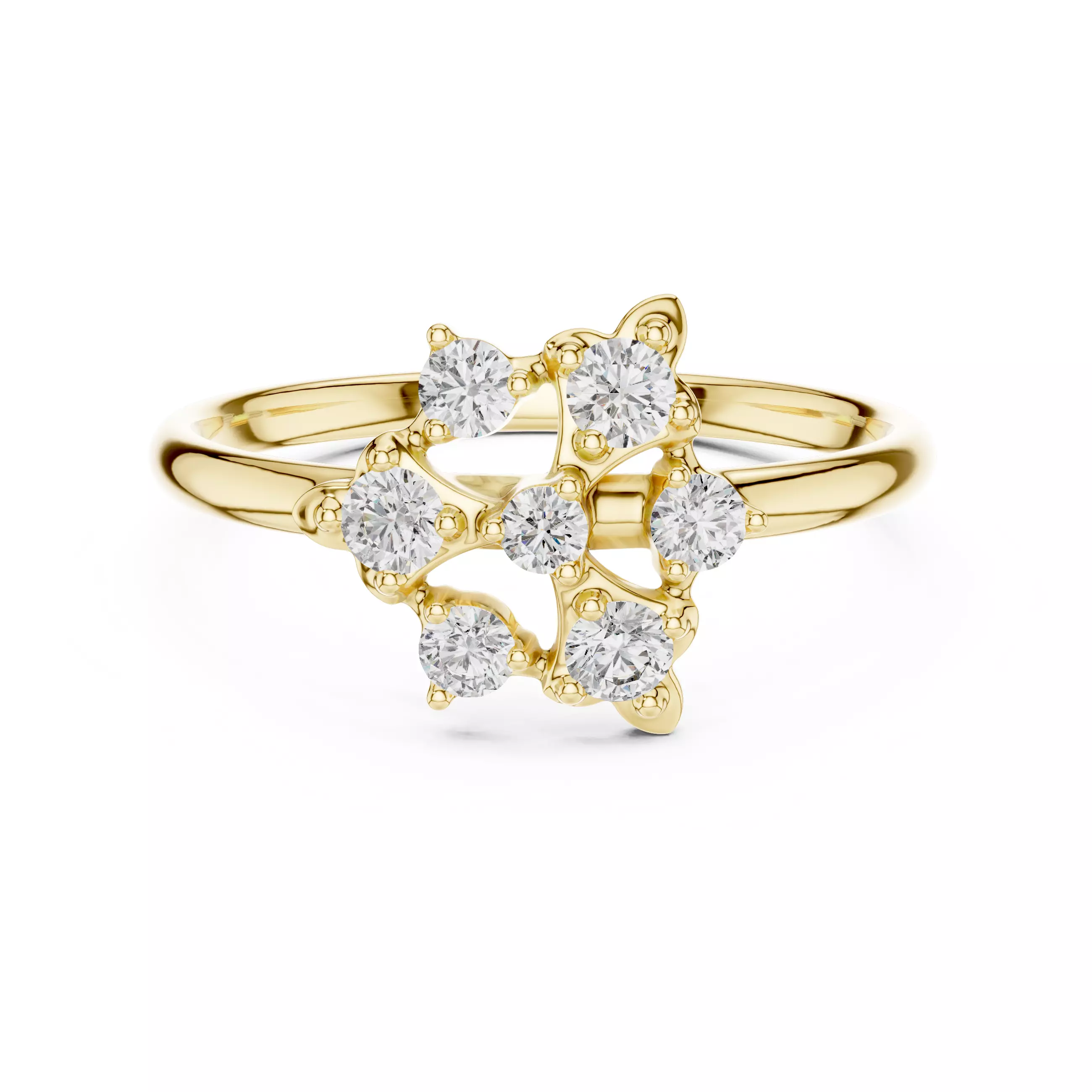 Seven Round Diamond Engagement Wedding Ring 3DM STL Video 3D print model_1