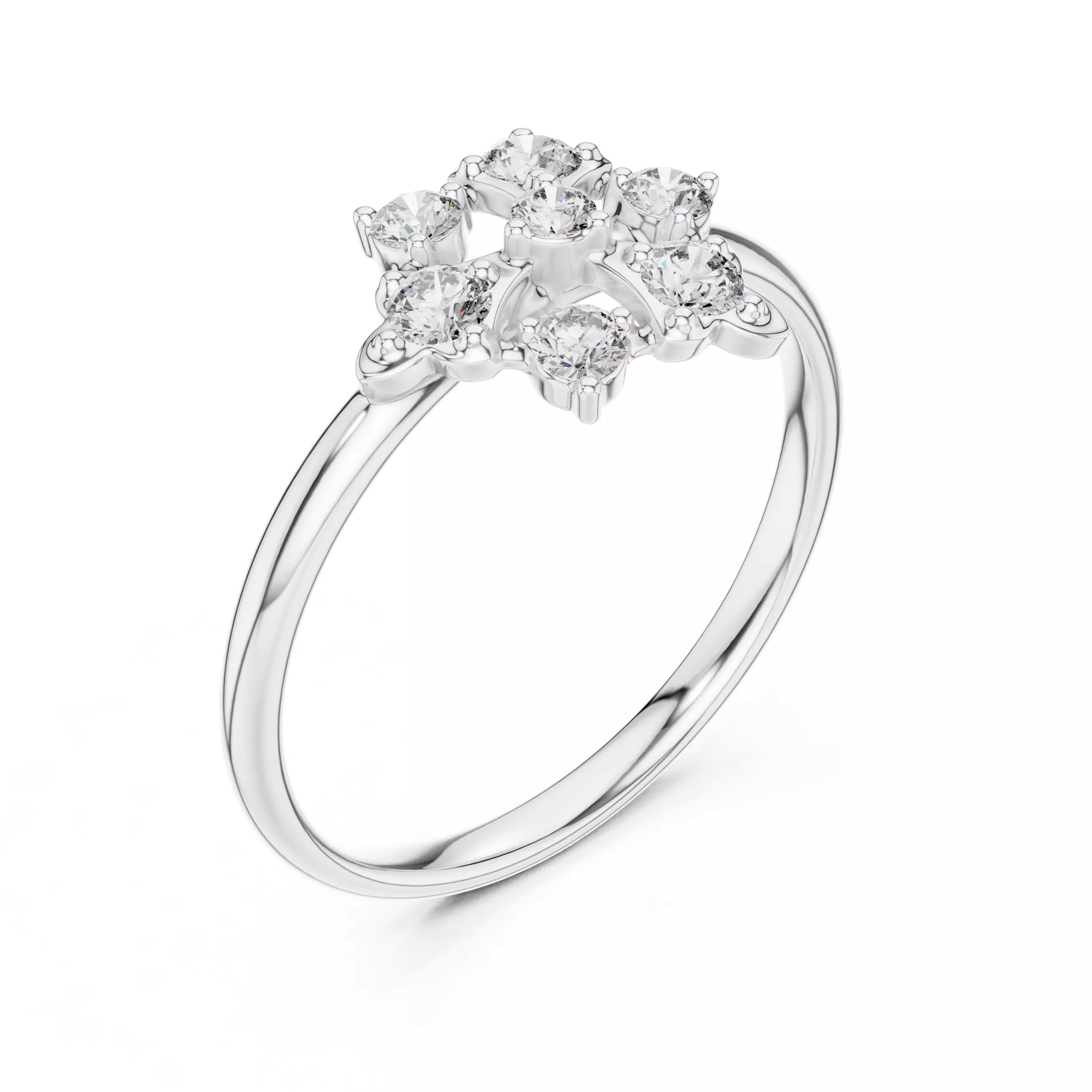 Seven Round Diamond Engagement Wedding Ring 3DM STL Video 3D print model_10