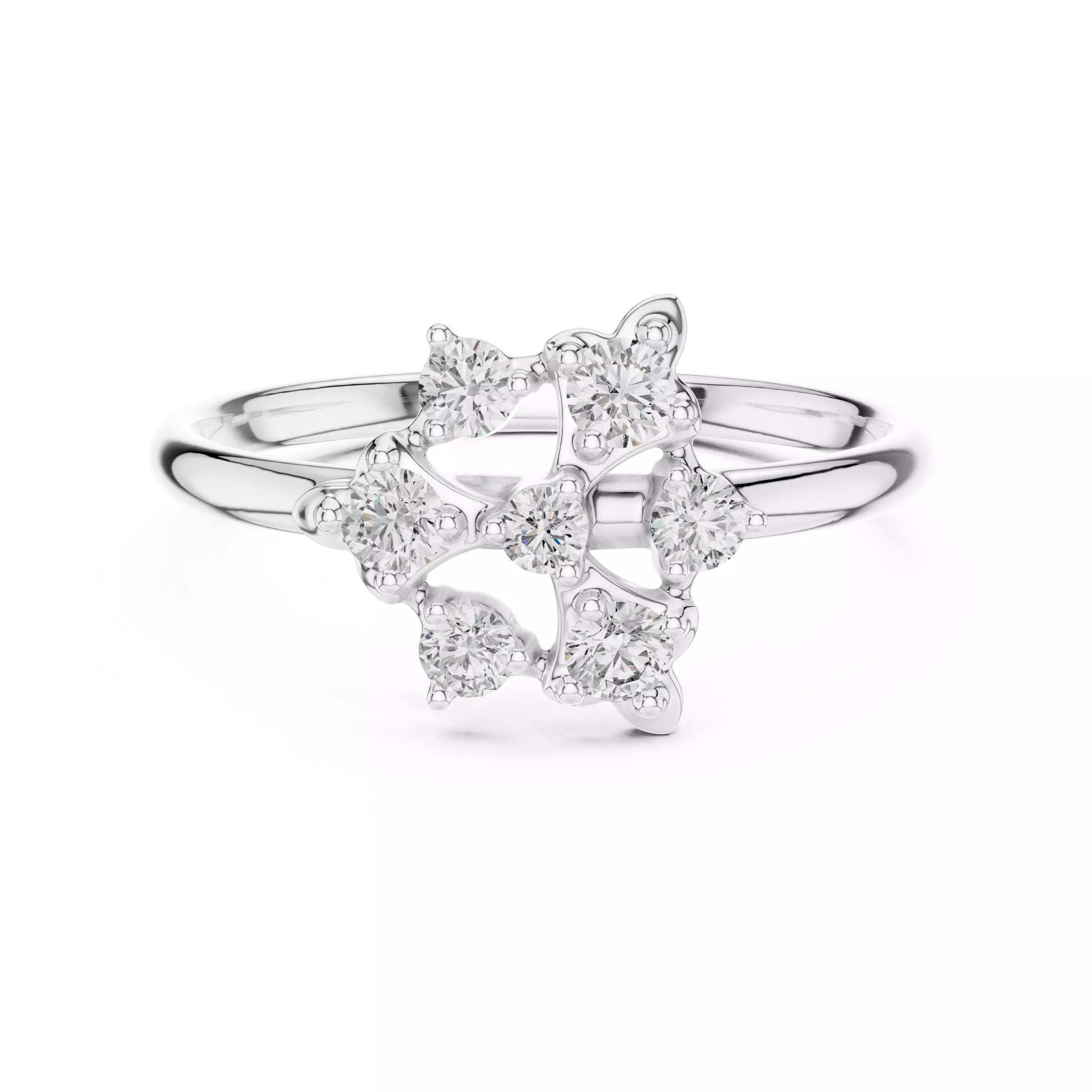 Seven Round Diamond Engagement Wedding Ring 3DM STL Video 3D print model_2