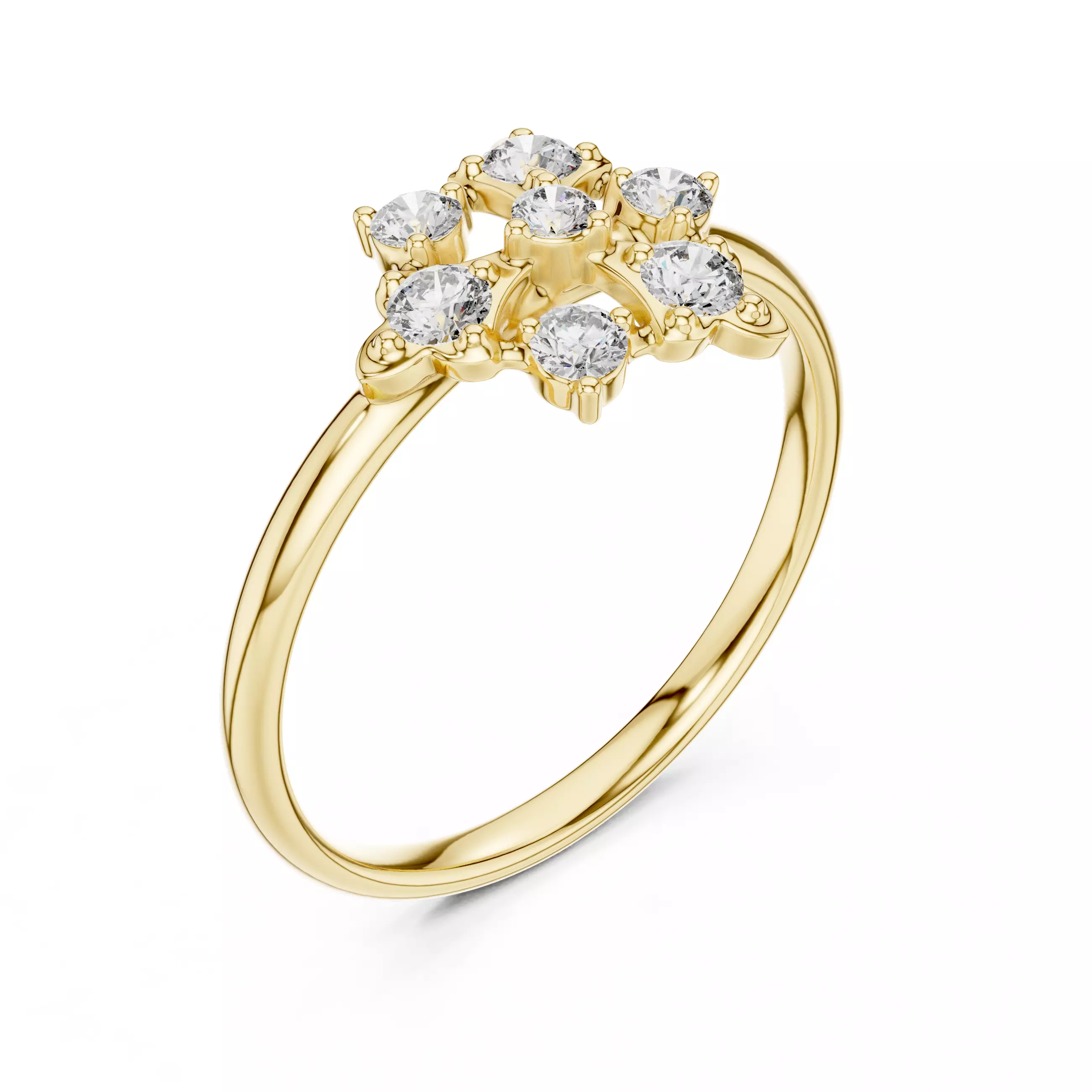 Seven Round Diamond Engagement Wedding Ring 3DM STL Video 3D print model_7