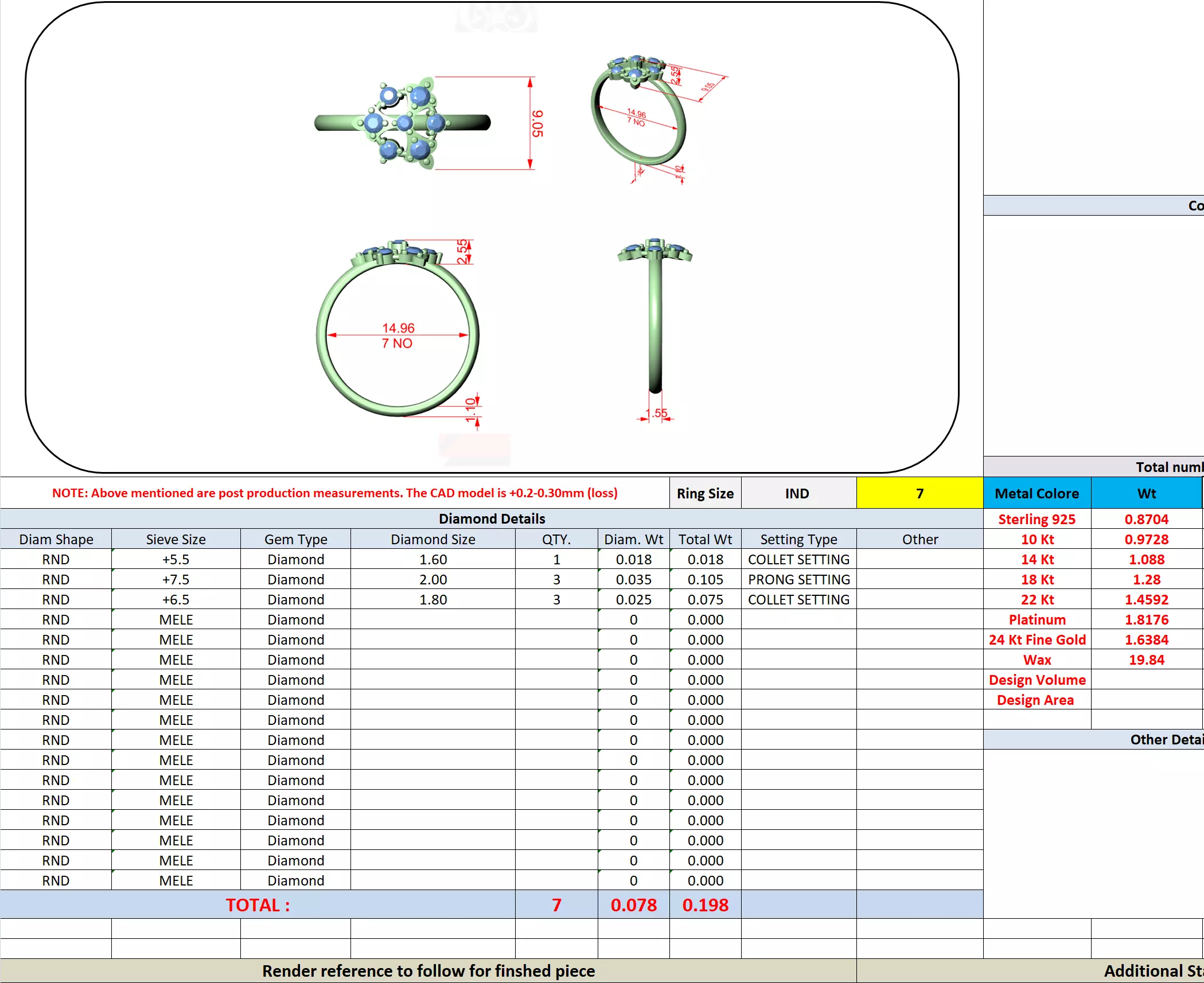 Seven Round Diamond Engagement Wedding Ring 3DM STL Video 3D print model_13